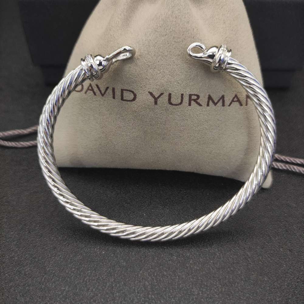 David Yurman Silver Diamond Hook Bracelet
